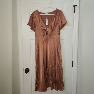 Baltic Born Poppy satin midi dress Rosy Brown size XL NWT